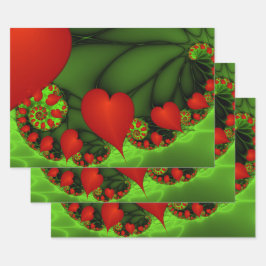 踊り赤いハートモダン抽象芸術フラクタル ラッピングペーパーシート