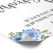 踊り足サインビーチサンダル結婚の青フローラ ポスター (角)