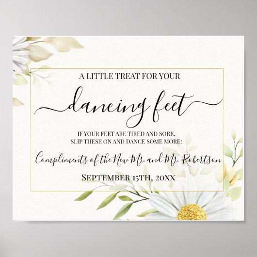 踊り足ビーチサンダルウェディングレセプションサイン ポスター (正面)