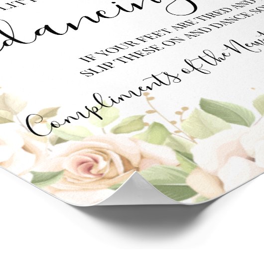 踊り足ビーチサンダルウェディングレセプションサイン ポスター (角)