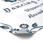 踊り足ビーチサンダル |青い花結婚のサイン ポスター (角)