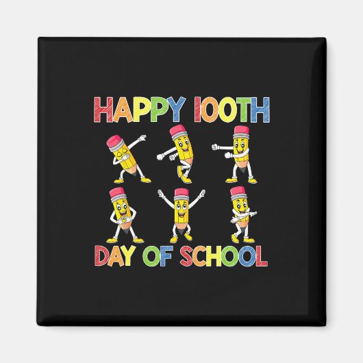 踊り鉛筆100日目の女子小学生の子供 マグネット (正面)