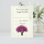 踊り開花プラムパープルツリー結婚と文字 出欠カード (スタンド正面)