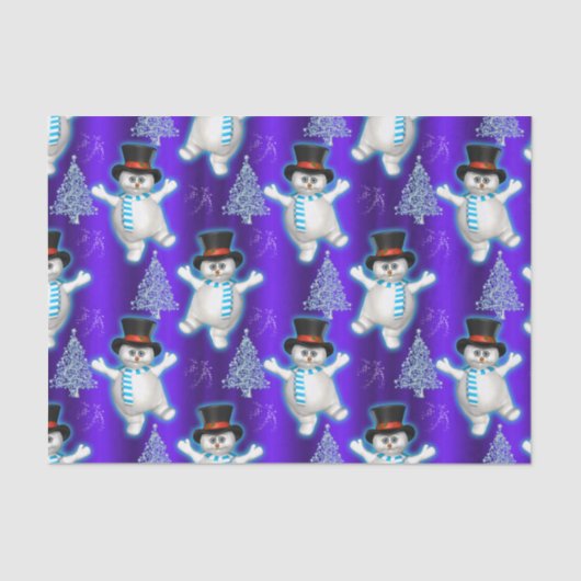 踊り雪だるまオンブルークリスマス 薄葉紙 (正面)