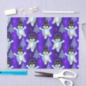 踊り雪だるまオンブルークリスマス 薄葉紙 (クラフト)