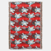 踊り雪だるまオンレッドクリスマス スローブランケット (正面縦)