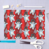 踊り雪だるまオンレッドクリスマス 薄葉紙 (クラフト)