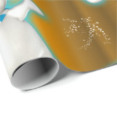 踊り雪だるまオン金ゴールドクリスマス ラッピングペーパー (ロールコーナー)