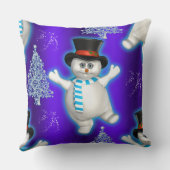 踊り雪だるまクリスマスブルー クッション (裏面)