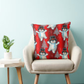 踊り雪だるまクリスマスレッド クッション (椅子)