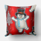 踊り雪だるまクリスマスレッド クッション (裏面)