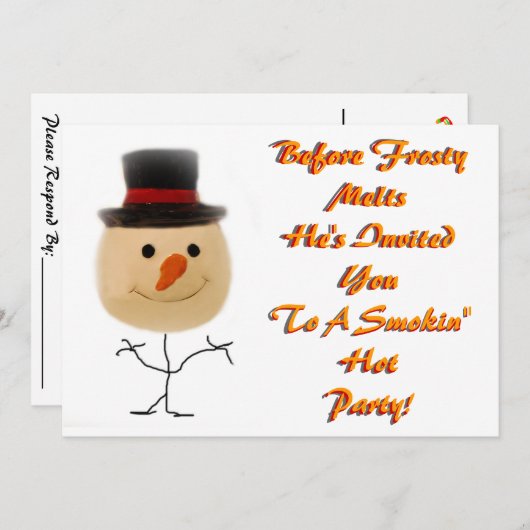 踊り雪だるまクリスマス招待状 招待状 (正面/裏面)