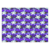 踊り雪だるまブルークリスマス テーブルクロス (正面(横))