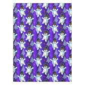 踊り雪だるまブルークリスマス テーブルクロス (正面)