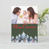 踊り雪だるま&トナカイホリデーフォトカード シーズンカード (スタンド正面)