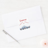 踊り雪だるま&トナカイ差出人住所ラベル- スクエアシール (封筒)