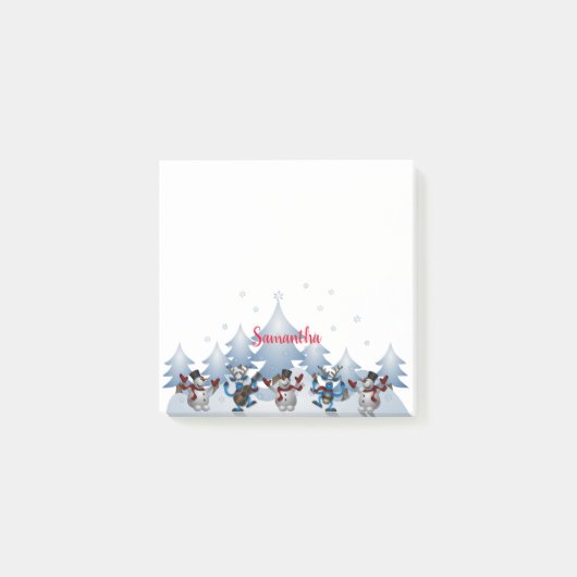 踊り雪だるま&トナカイ ポストイット (正面)