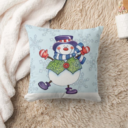 踊り雪だるま – 枕 (ブランケット)