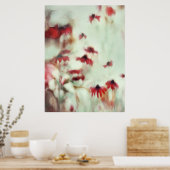 踊り風の赤い手で夢見るような柔らかい花 ポスター (キッチン)