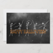 踊り骨格ハローウィンパーティブラックとオレンジ 招待状 (正面)