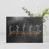 踊り骨格ハローウィンパーティブラックとオレンジ 招待状 (スタンド正面)