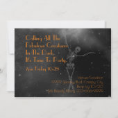 踊り骨格ハローウィンパーティブラックとオレンジ 招待状 (裏面)