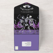 踊り骨格パープルゴシック結婚式招待状 オールインワン招待状 (外側)