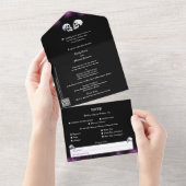 踊り骨格パープルゴシック結婚式招待状 オールインワン招待状 (貼ってはがせる)