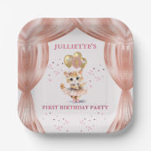 踊り魅力的キットンフォトファースト誕生日ガール ペーパープレート (正面)