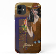 踊り魅力的女性のカーボーイ電話カバー