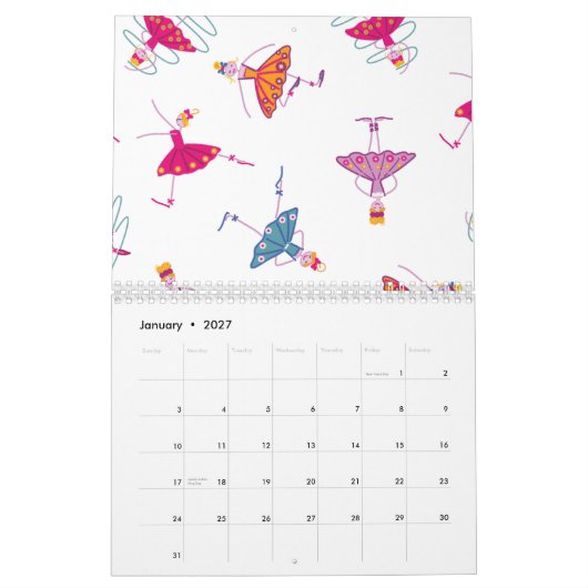 踊り カレンダー (1月 2027)