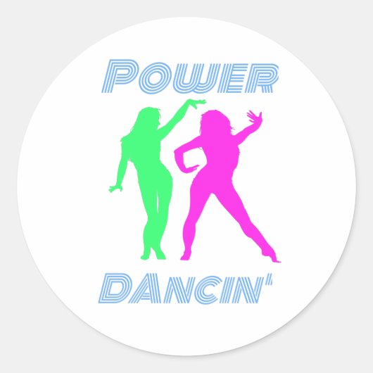 踊り-レトロパワーダンシンガールズ ラウンドシール (正面)