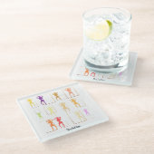 踊り（色付き） (メス万華鏡のように千変万化するパターン) ガラスコースター (アングル)