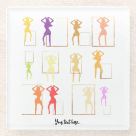 踊り（色付き） (メス万華鏡のように千変万化するパターン) ガラスコースター