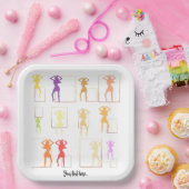 踊り（色付き） (メス万華鏡のように千変万化するパターン) ペーパープレート (パーティー)