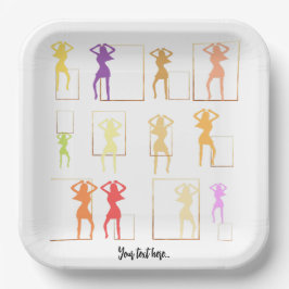 踊り（色付き） (メス万華鏡のように千変万化するパターン) ペーパープレート