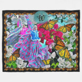 踊り（花と蝶） PV01 フリースブランケット (正面(横))