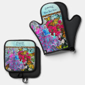 踊り（花と蝶） PV01 鍋つかみ&鍋敷きセット (正面/裏面)