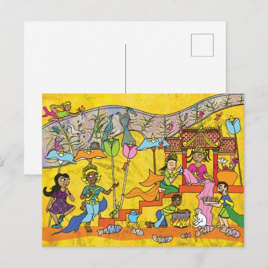 踊りDevs - Apsara Cartoon Postages ポストカード (正面/裏面)