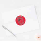 "踊りHen on Red"抽象デザインシール ラウンドシール (封筒)