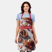 「踊りinキッチン」 – 居心地の良い秋 エプロン (着用した状態)