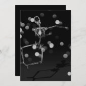 踊りX線スケルトン – 白黒 招待状 (正面/裏面)