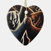 踊るくまのオーナメント多文化愛ギフト セラミックオーナメント (右)