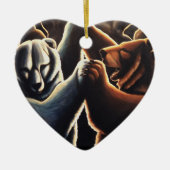 踊るくまのオーナメント多文化愛ギフト セラミックオーナメント (正面)