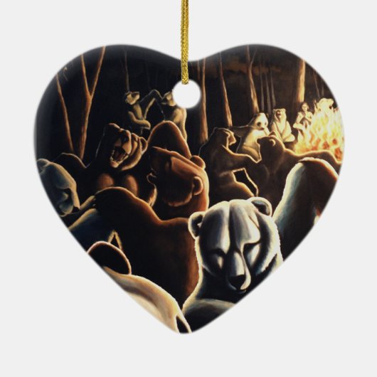 踊るくまのオーナメント多文化愛ギフト セラミックオーナメント (裏面)