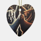 踊るくまのオーナメント多文化愛ギフト セラミックオーナメント (左)