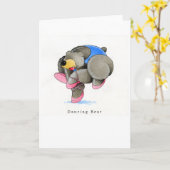 踊るくま カード (黄色い花)