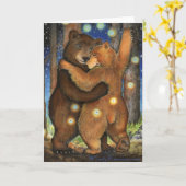 踊るくま カード (黄色い花)