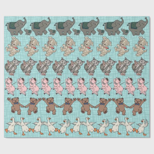 踊るためにちょうど得られるかわいい動物 ラッピングペーパー (フラット)