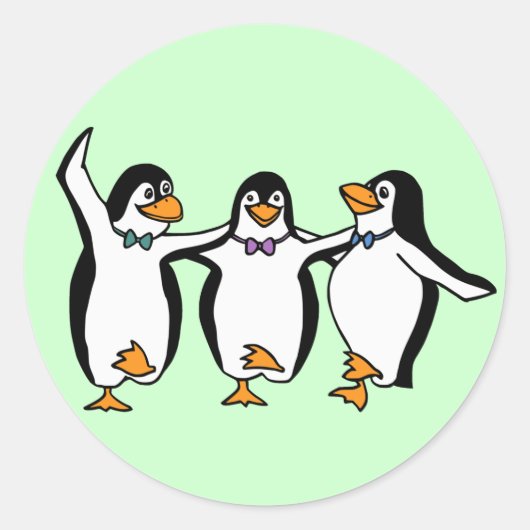踊るペンギン ラウンドシール (正面)